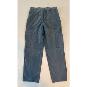 Bugle Boy Cargo Utility Pants Men Size 32 Blue Vintage Casual Cotton PocketsY2K